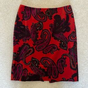 Talbots Paisley Velvet Pencil Skirt